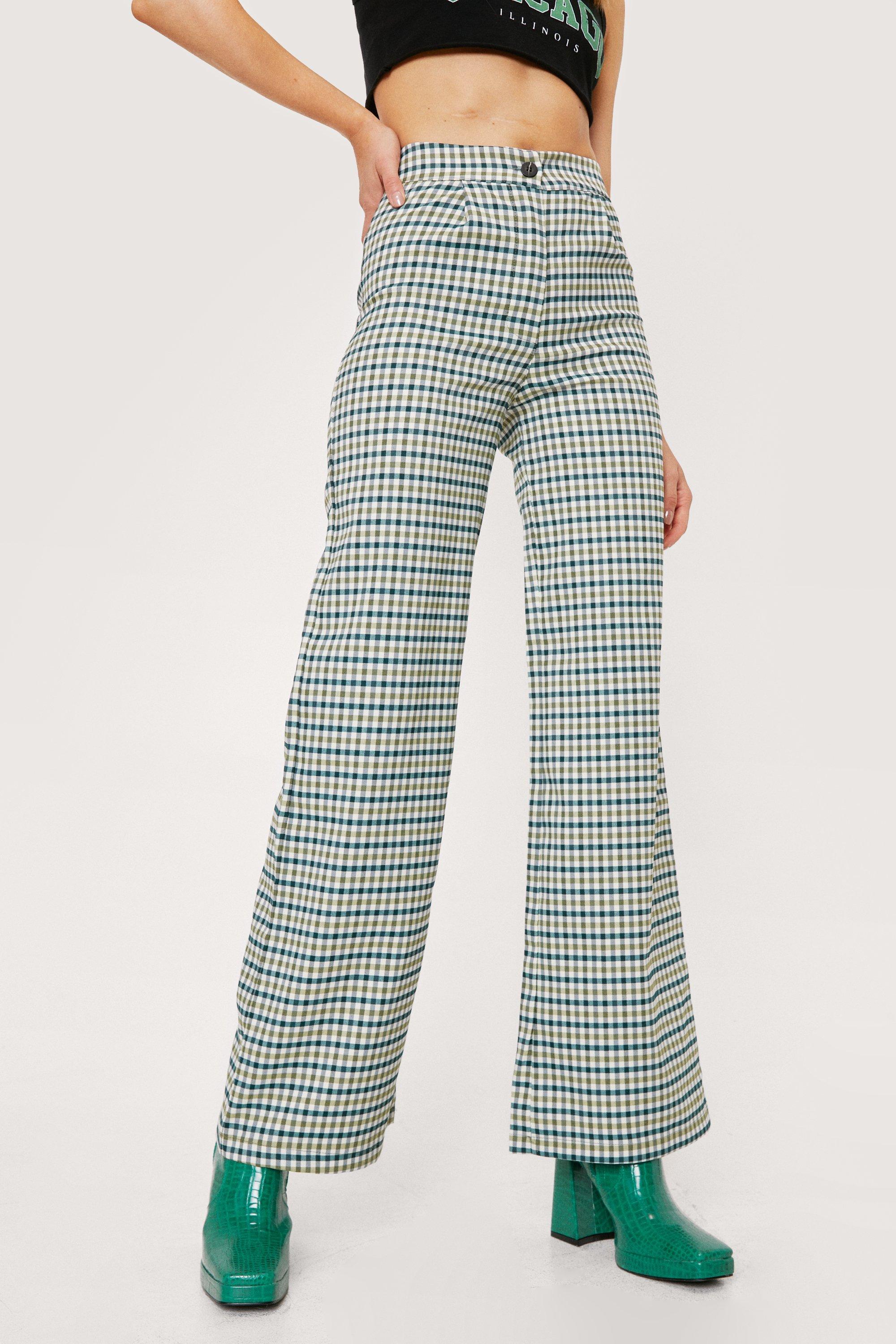 Check Relaxed Wide Leg Pants